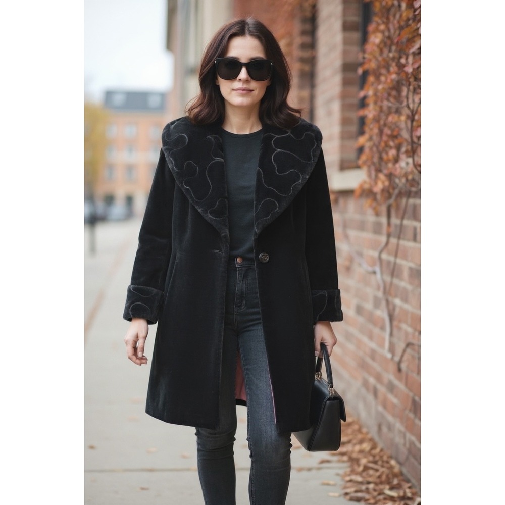 Vintage🔥Dubrowsky🤑Perlbinder 60s glam Mod Fur Overcoat Jackie O Style mob wife
